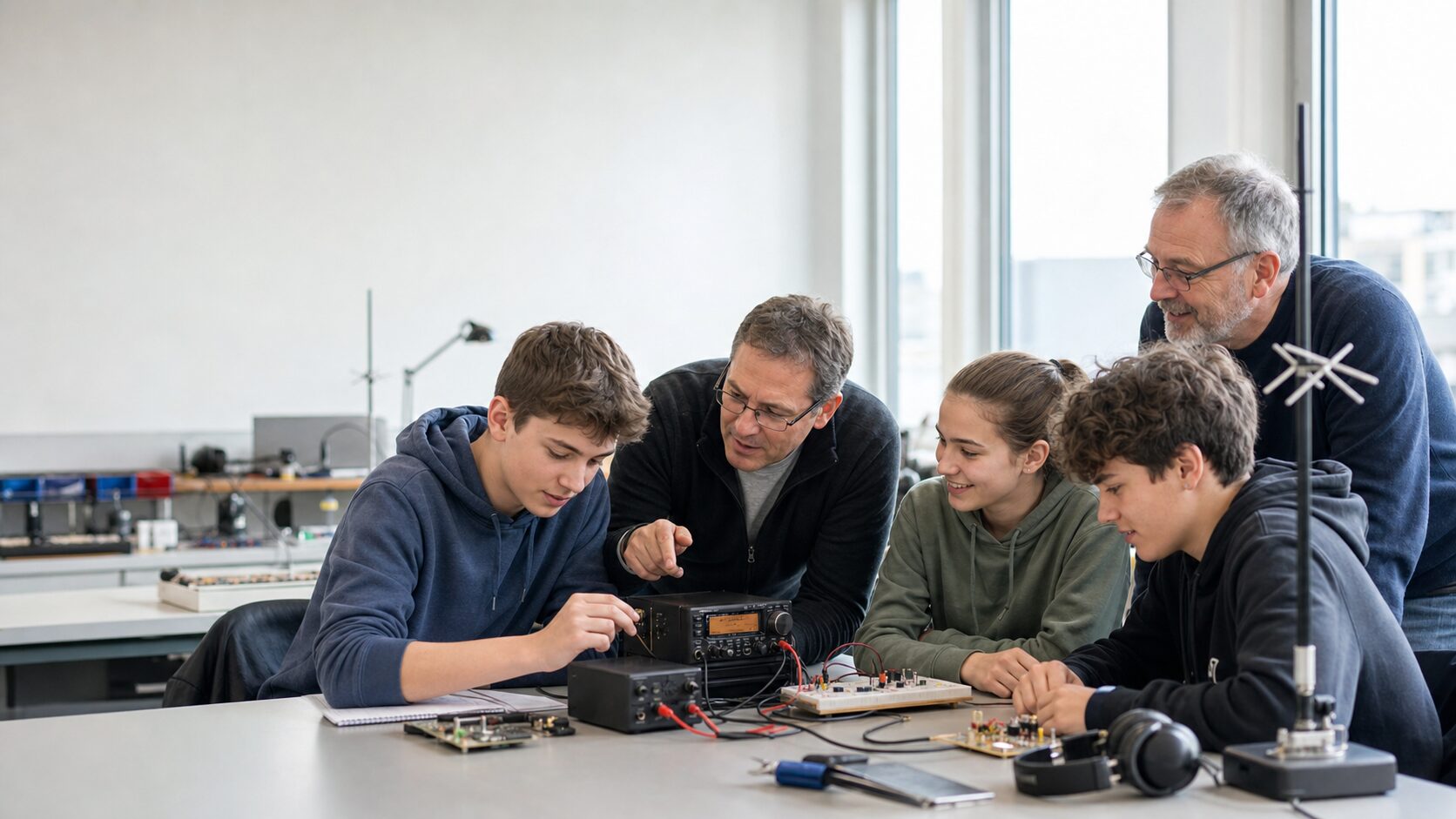 Jugendliche entdecken Amateurfunk und Elektronik in einem Workshop
